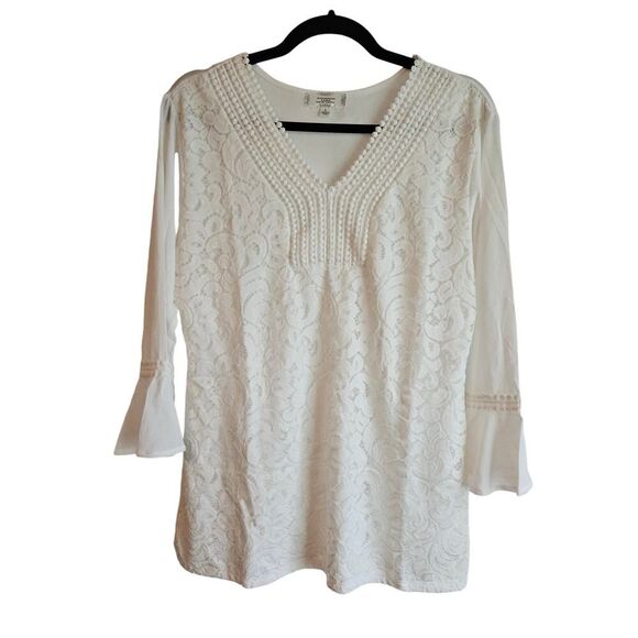 Cute Shannon Ford Top with Lace Overlay & Detail - Size L - Picture 1 of 5